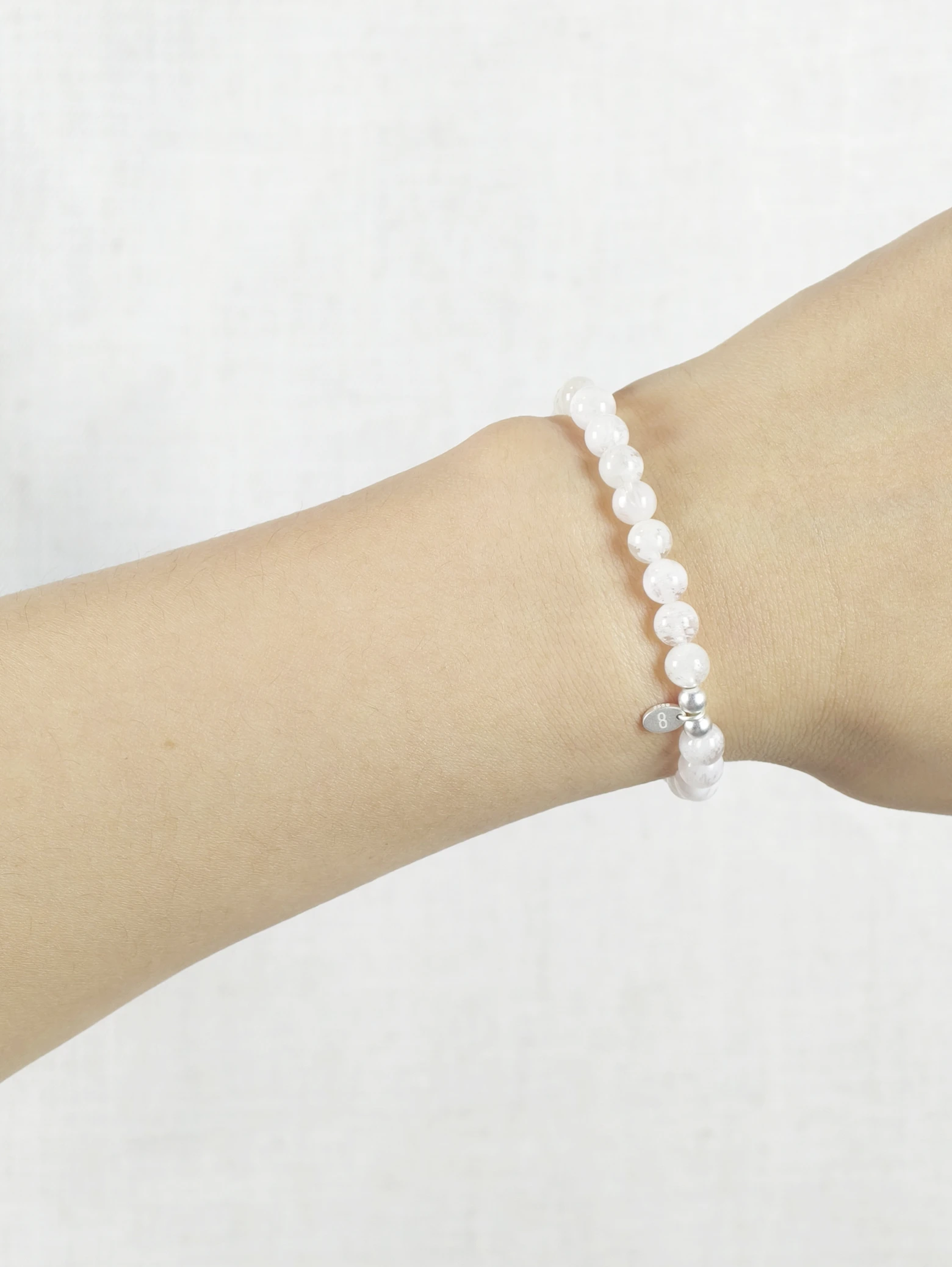 Weißer Phantomquarz 925er Sterlingsilber Armband
