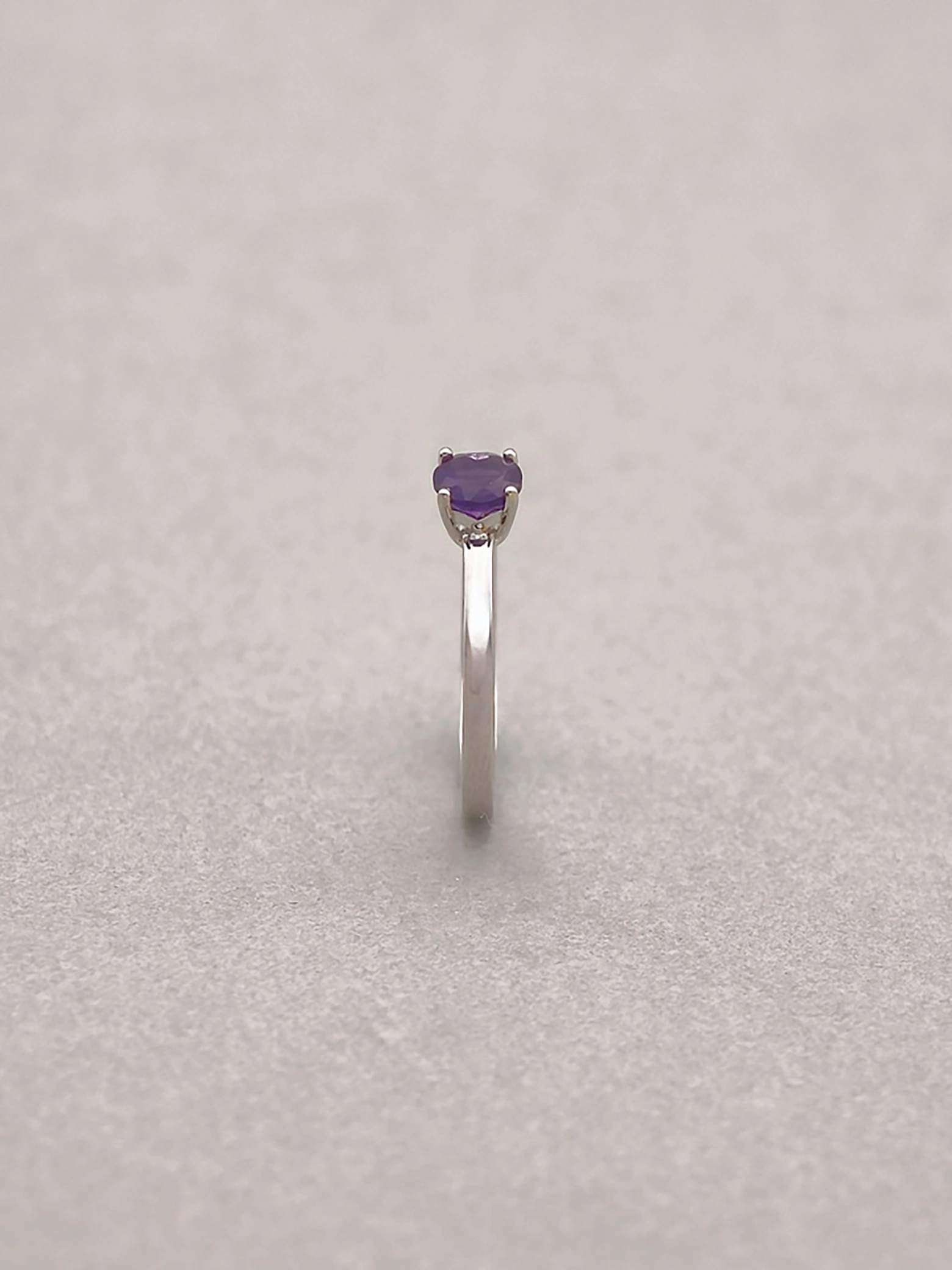 Natürlicher Amethyst Runder 5 mm Solitär 4-Krappen Ring S925