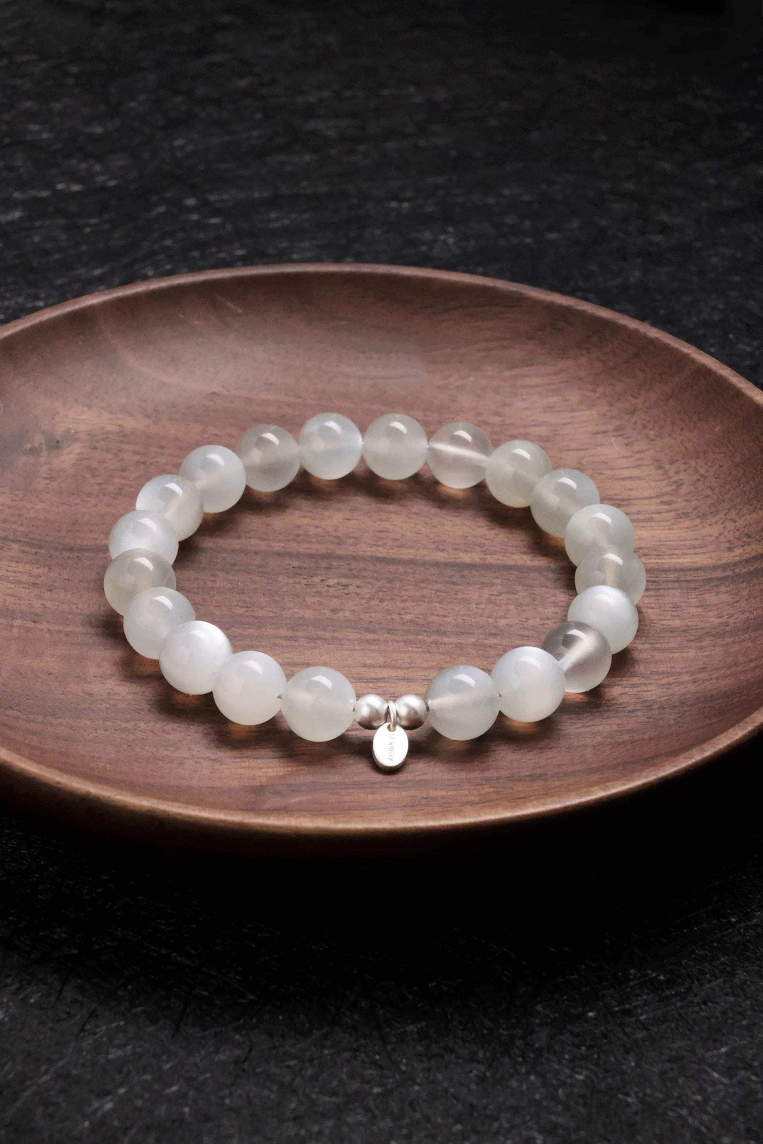 Pulsera de Piedra Luna Arcoíris con Destello Blanco y Plata de Ley 925