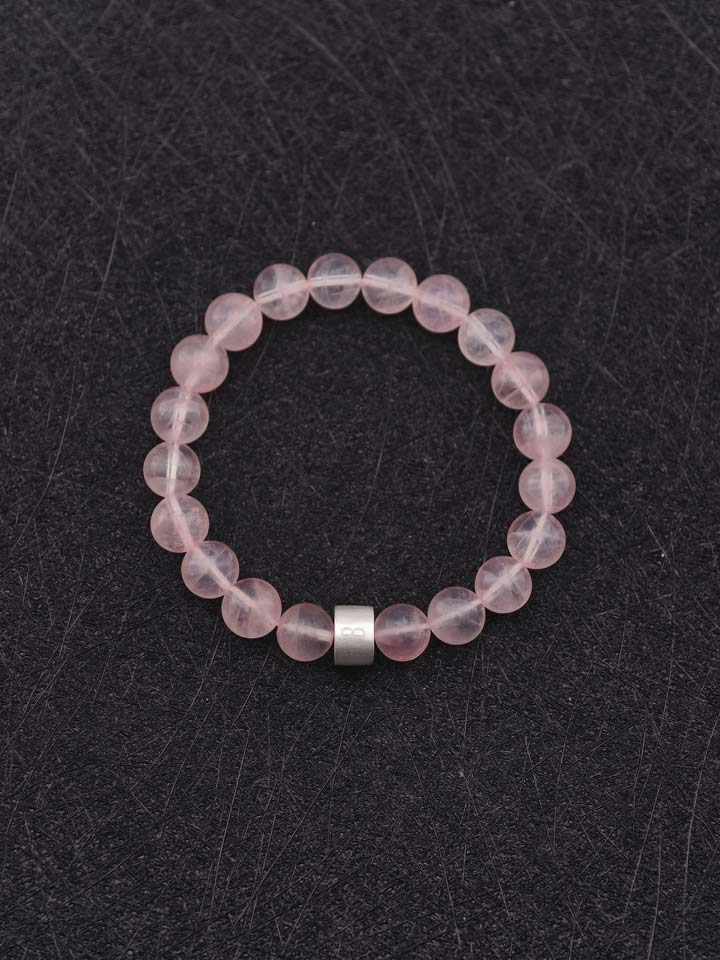 Madagaskar-Rosenquarz-Armband mit 925er Silber Röhrchen