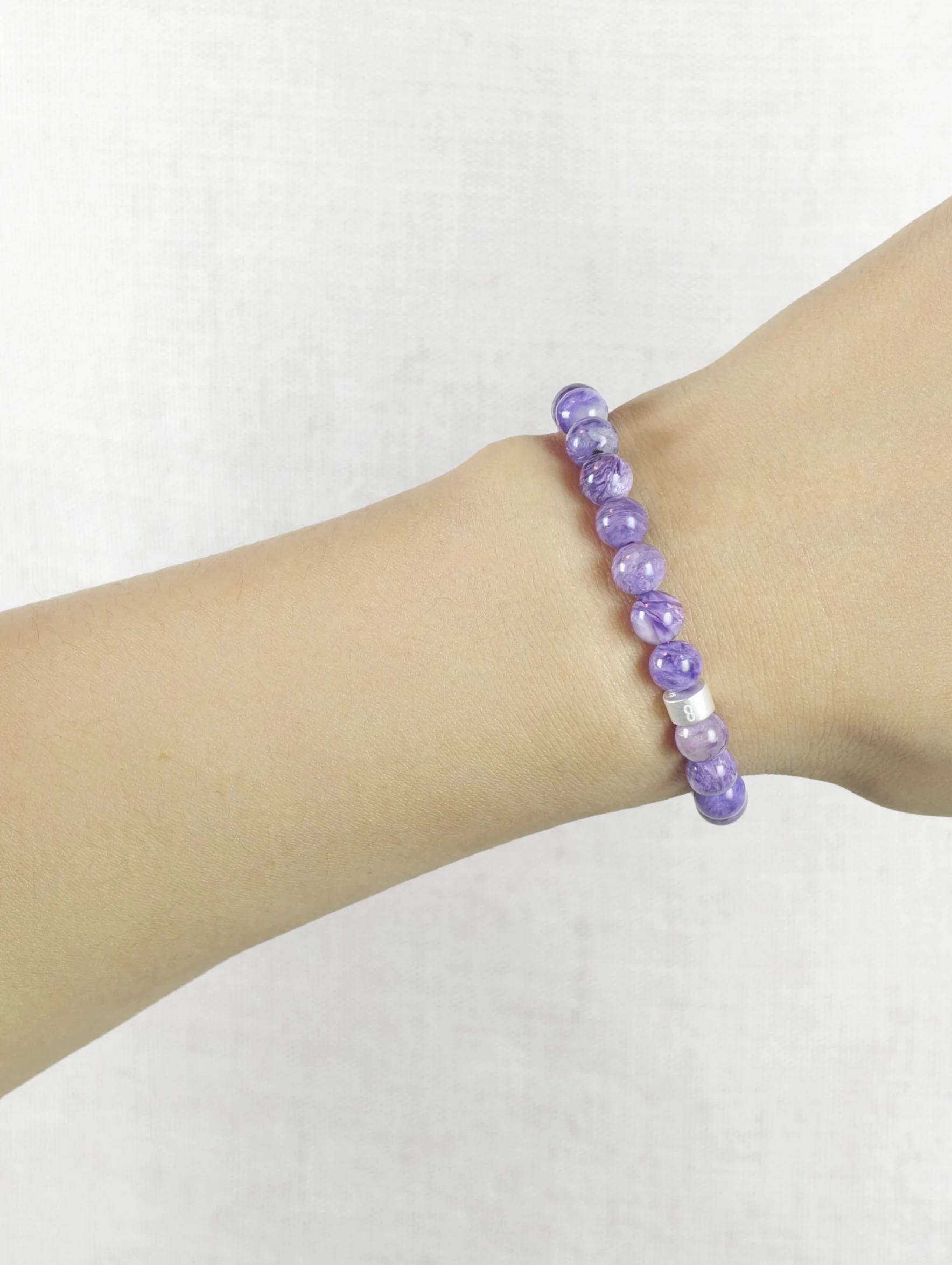 Charoit-Armband mit 925er Silber Röhrchen