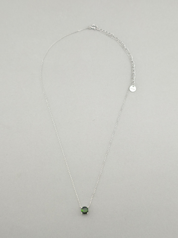 Natural Green Tourmaline 4-Prong Solitaire Pendant Necklace S925
