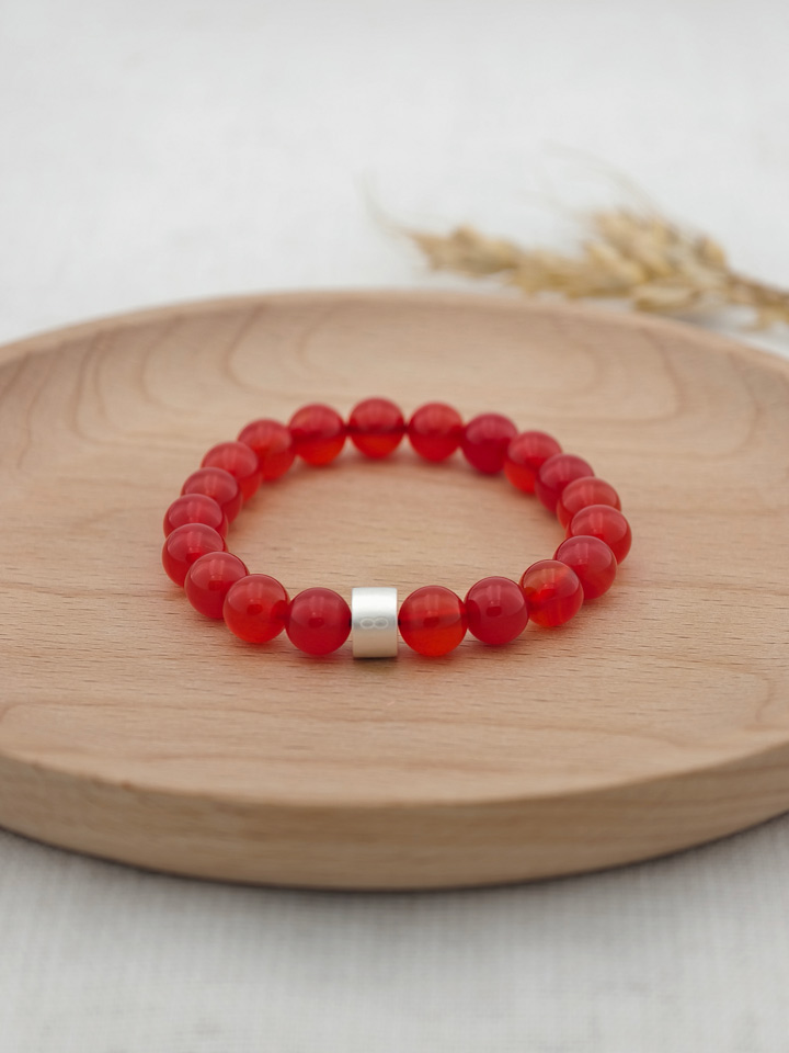 Premium Achat-Karneol-Armband mit 925er Silber Röhrchen