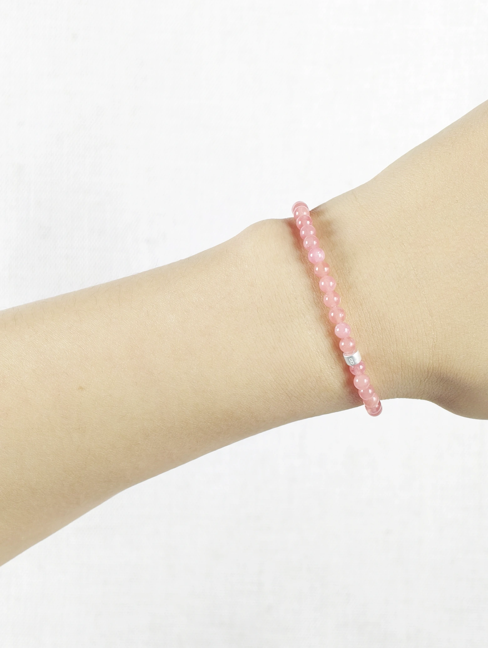 Gebänderter Rhodochrosit-Armband mit 925er Silber Röhrchen