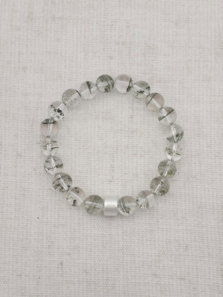 Grün-Phantomquarz-Armband mit 925er Silber Röhrchen