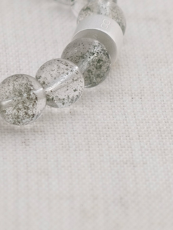 Grün-Phantomquarz-Armband mit 925er Silber Röhrchen