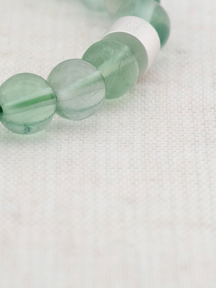 Pulsera de Fluorita Verde con Tubos de Plata 925