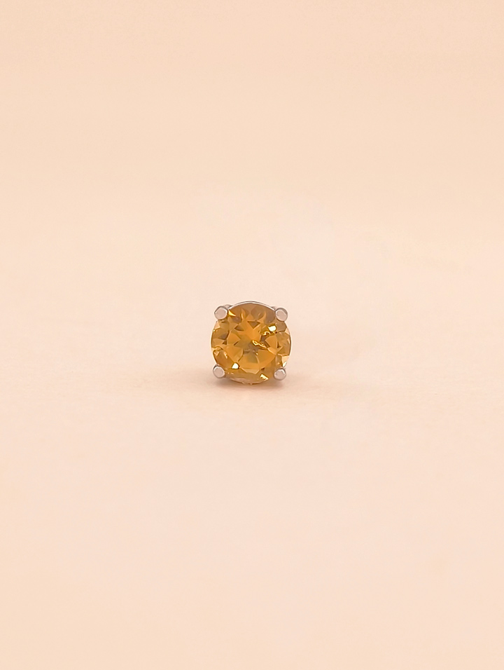 Natural Citrine 4-Prong Solitaire S925 Stud Earrings