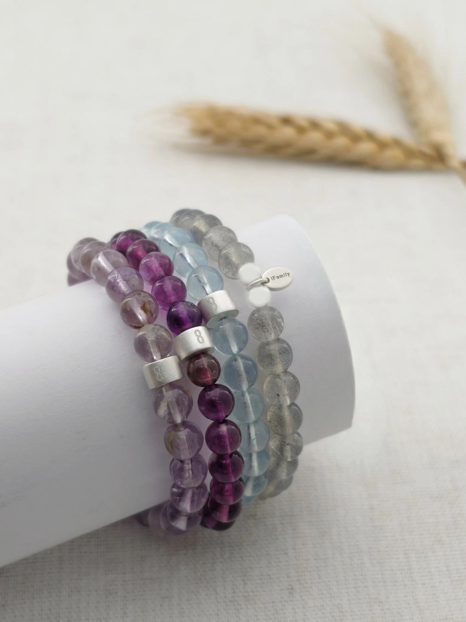 Fische Edelstein 925 Silber Armband-Set