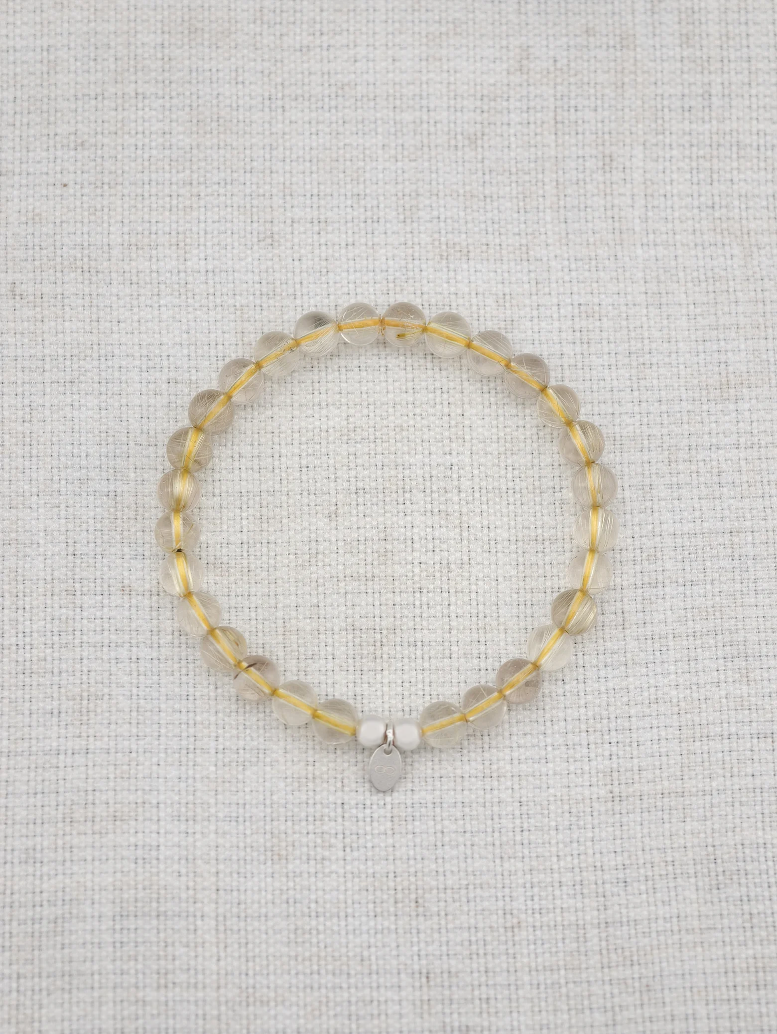 Gold Rutilated Quartz 925 Sterling Silver Energy Bracelet