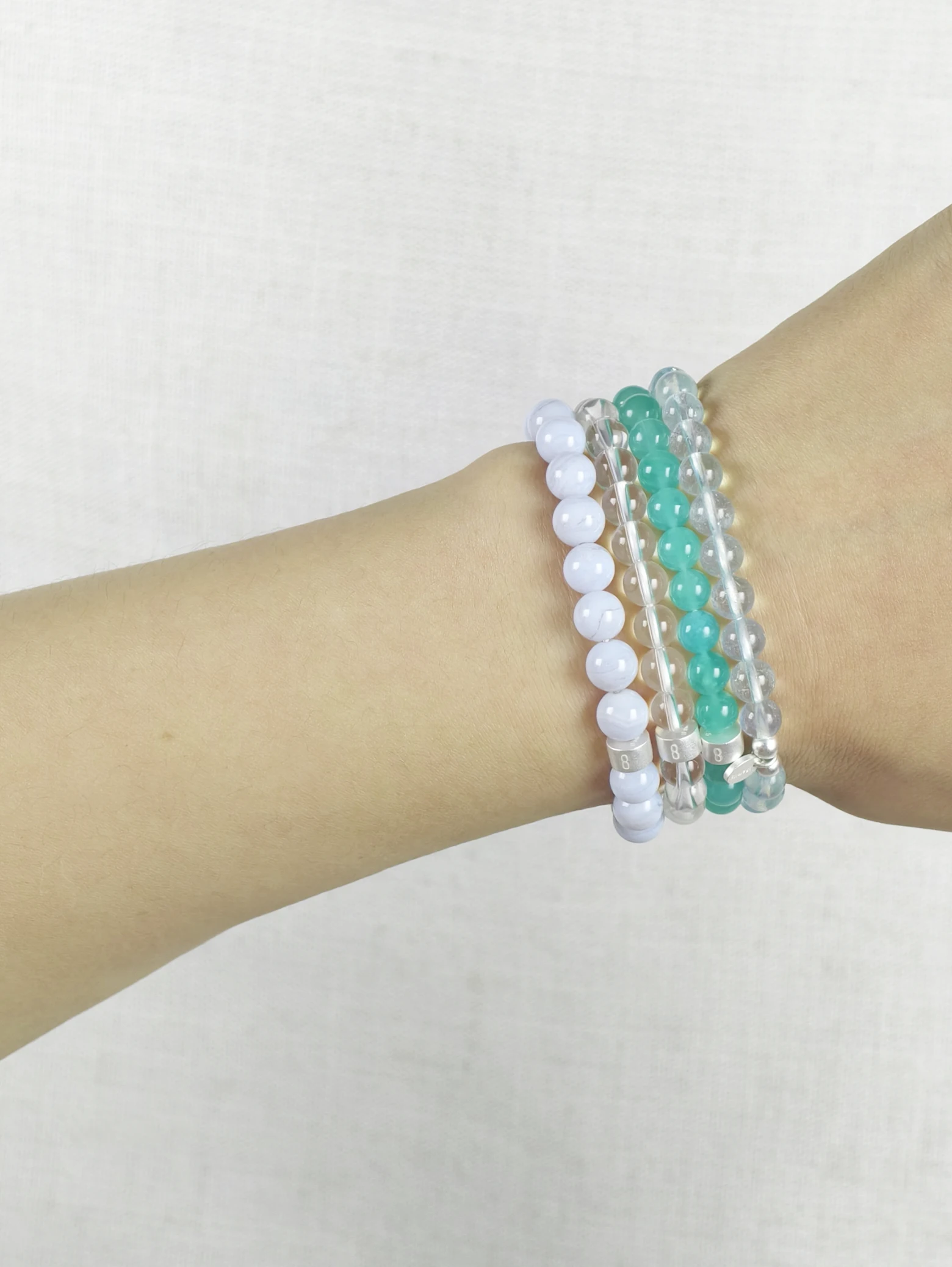 Clarity of Mind Gemstone & 925 Silver Bracelet Stack
