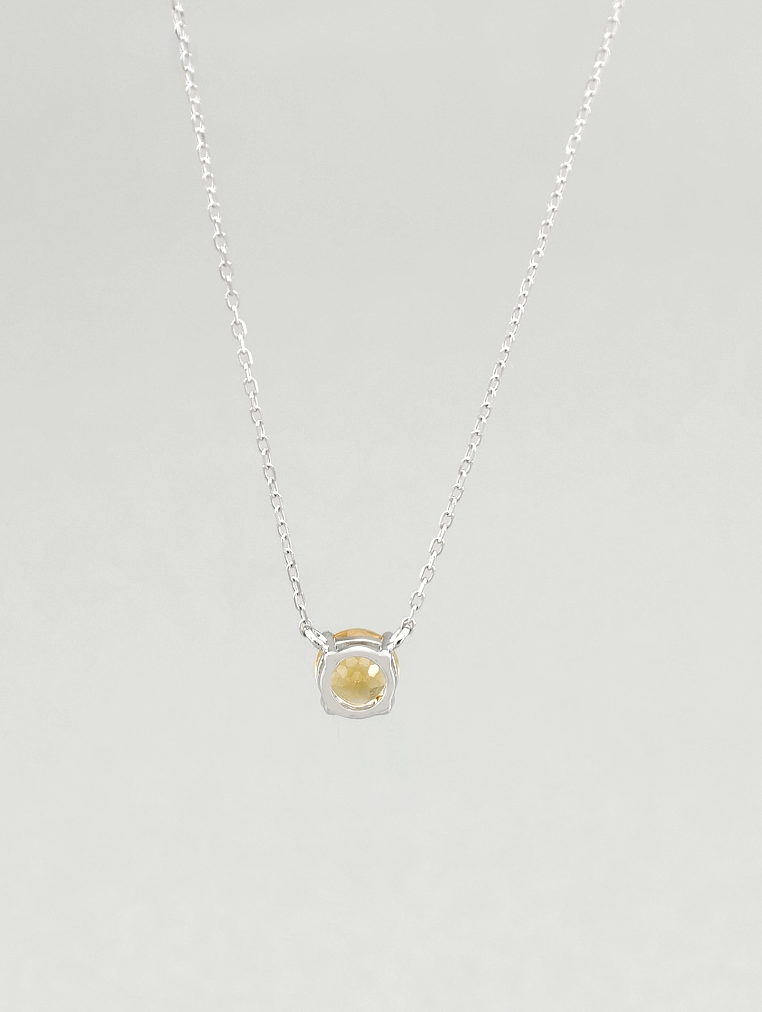 Collier Pendentif Solitaire Citrine Naturelle 4 Griffes Argent 925