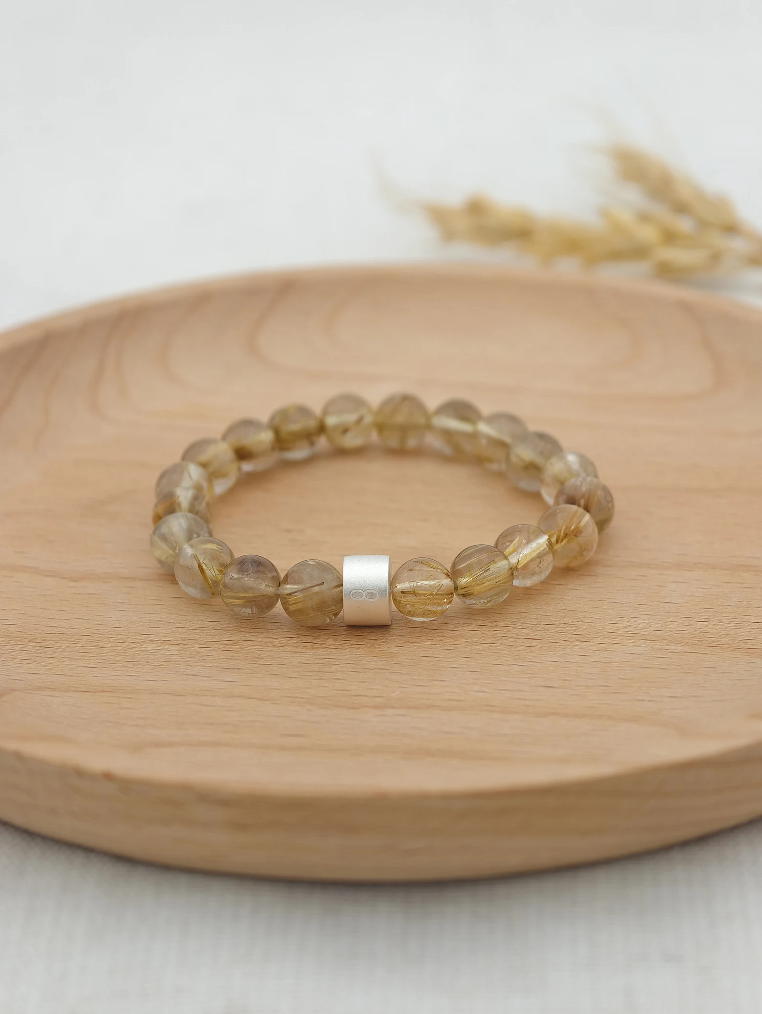 Premium Gold Rutilquarz Armband mit 925er Silber Röhrchen