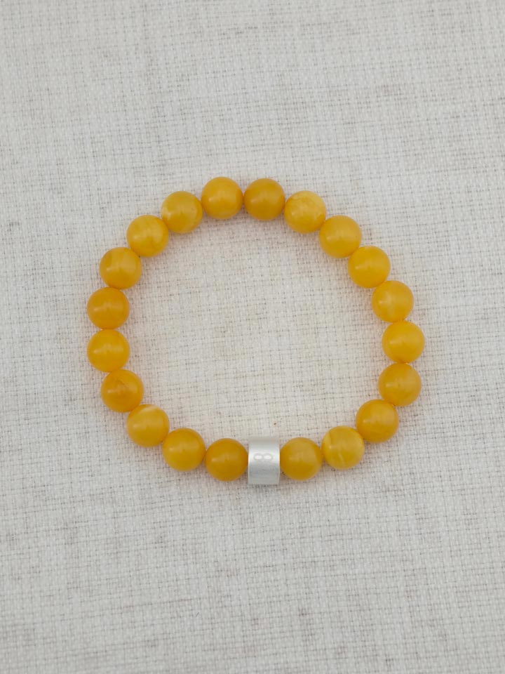 Marmorierter Butterscotch Bernstein Armband mit 925er Silber Röhrchen