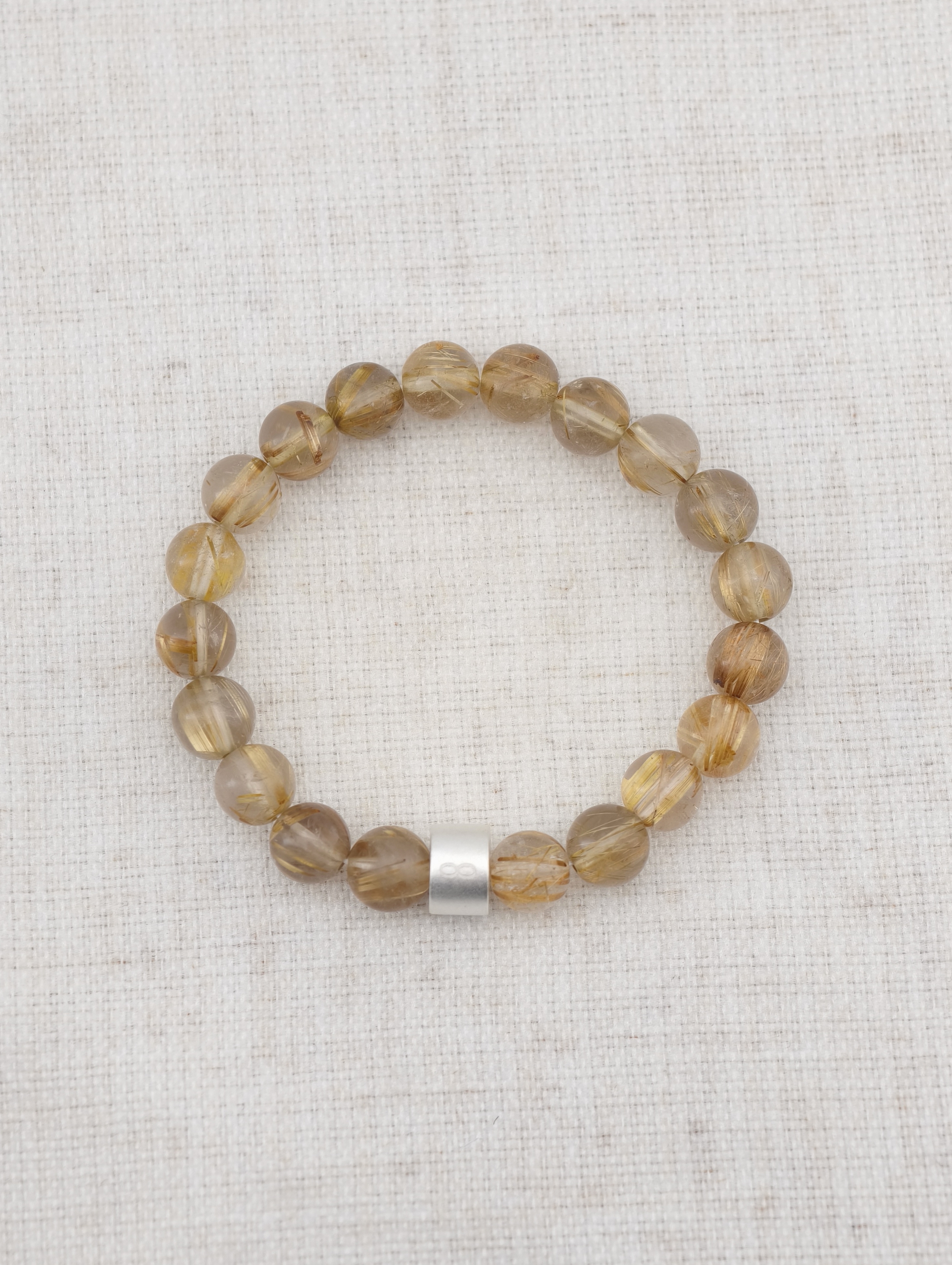 Premium Golden Rutilated Quartz Energy Bracelet with 925 Silver Tubes
