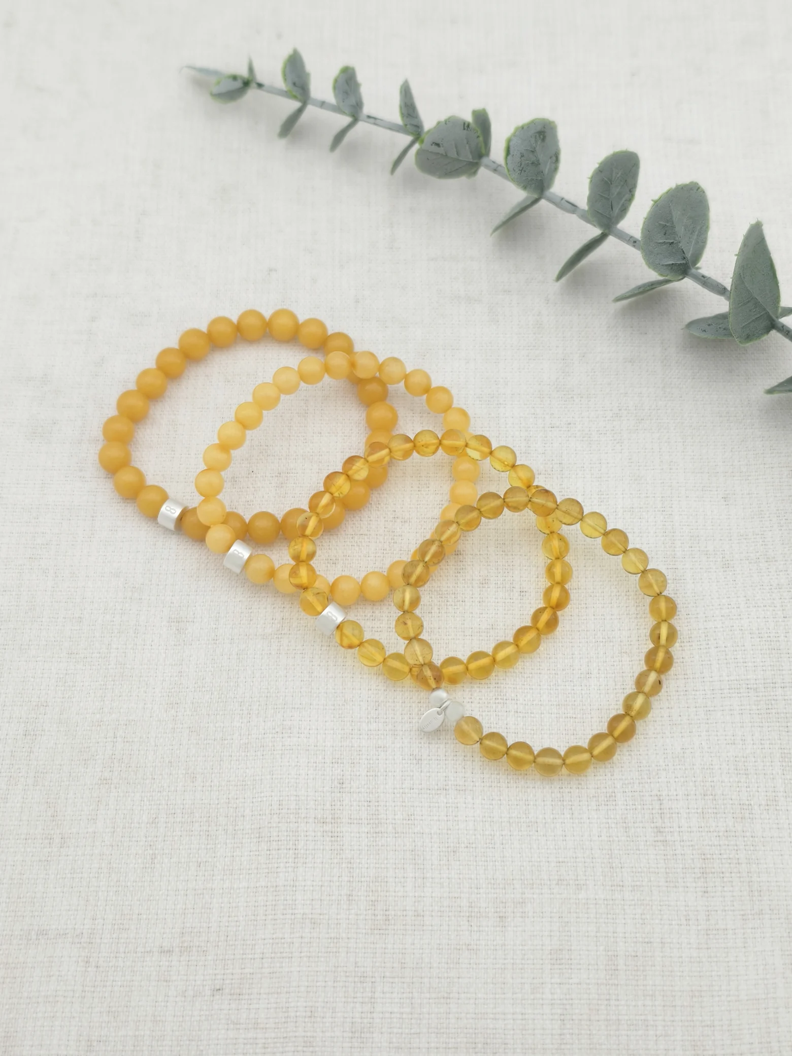 Baltischer Bernsteinschatz Edelstein Armband-Set mit 925 Silber