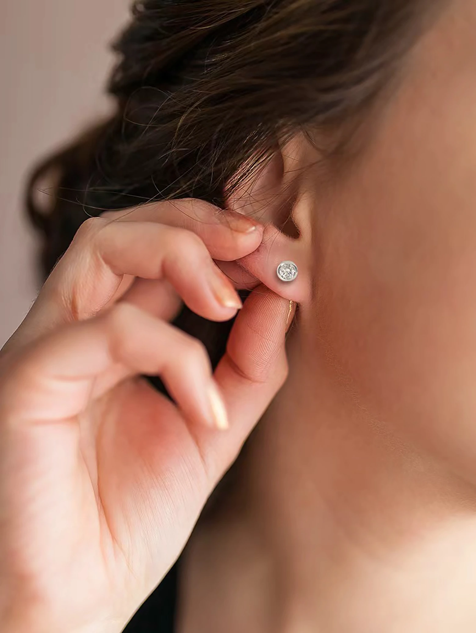 Moissanite Bezel Set Solitaire S925 Stud Earrings