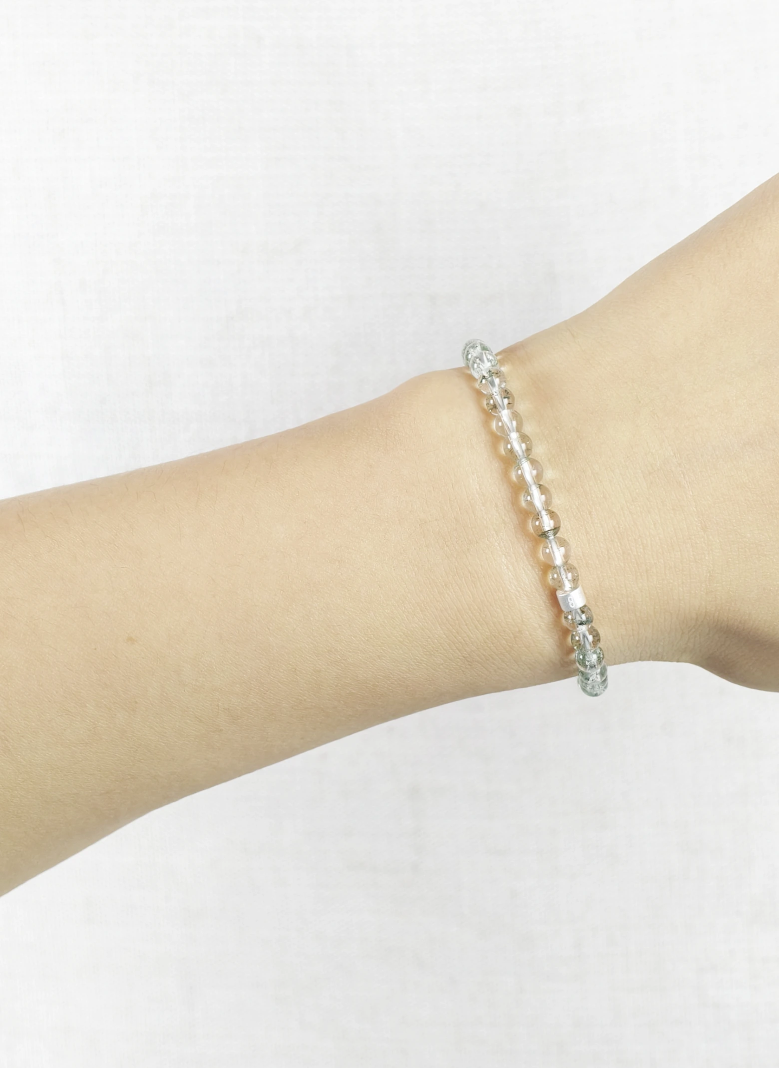 Grün-Phantomquarz-Armband mit 925er Silber Röhrchen