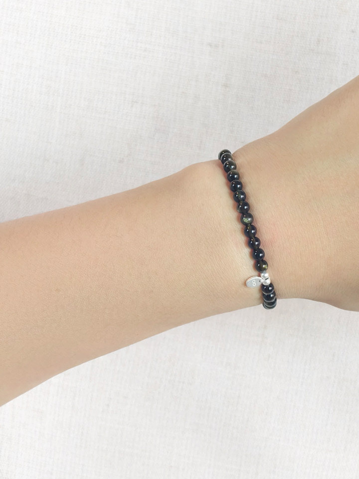 Gold Sheen Obsidian 925 Sterling Silver Energy Bracelet