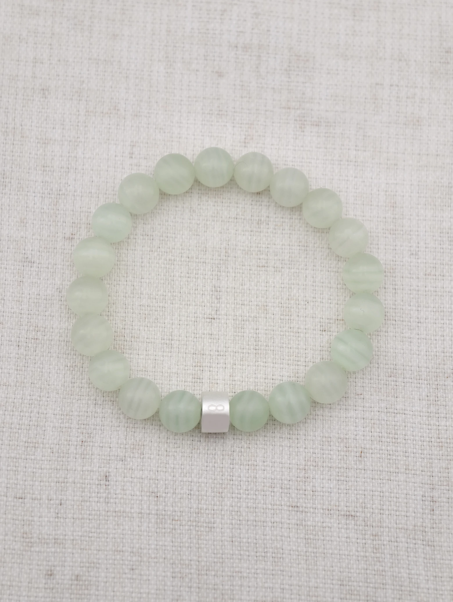 Pulsera de Ágata Verde de Bandas con Tubos de Plata 925