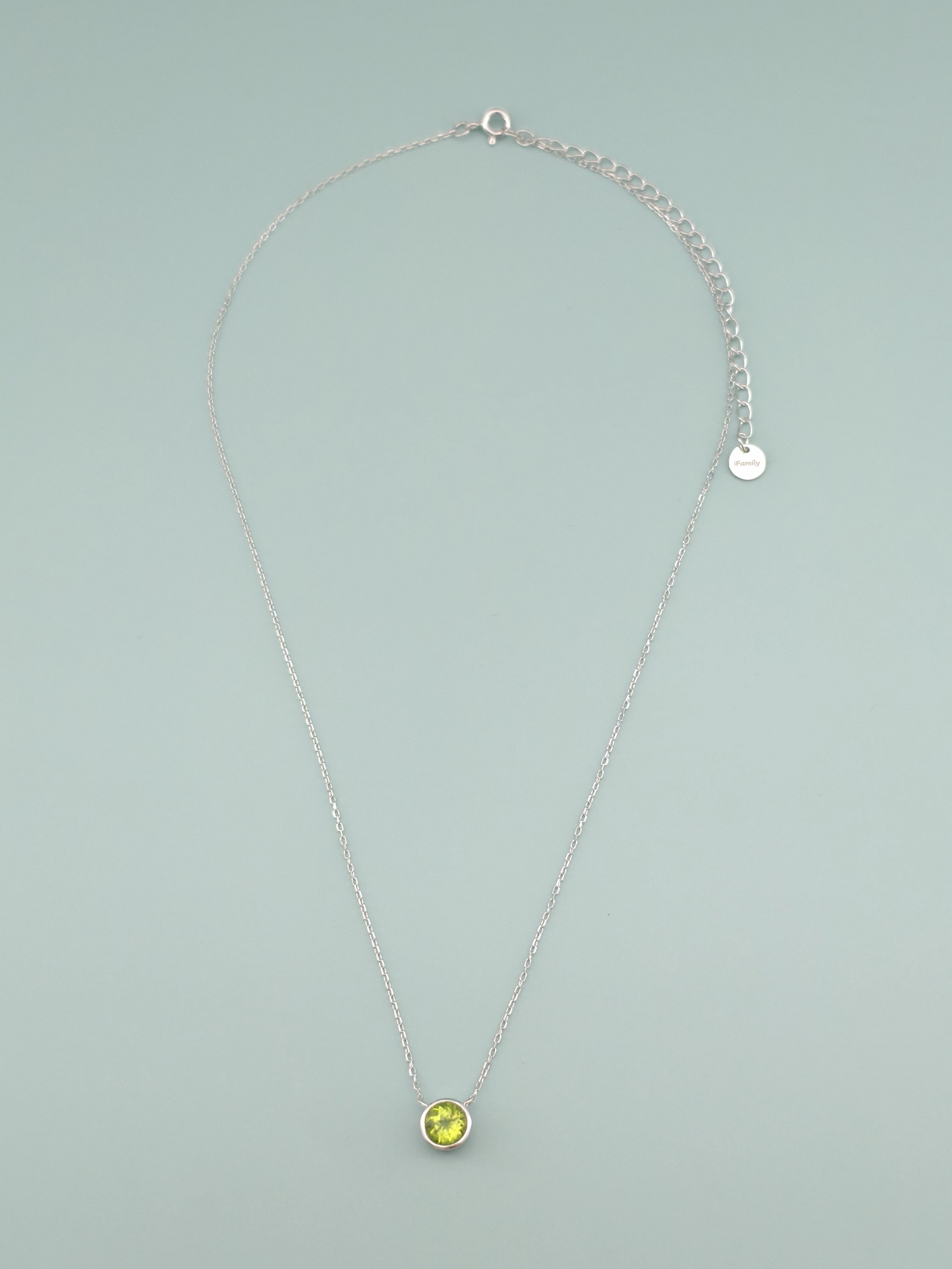 Collar Colgante Solitario Peridoto Natural Engaste Bisel Plata 925
