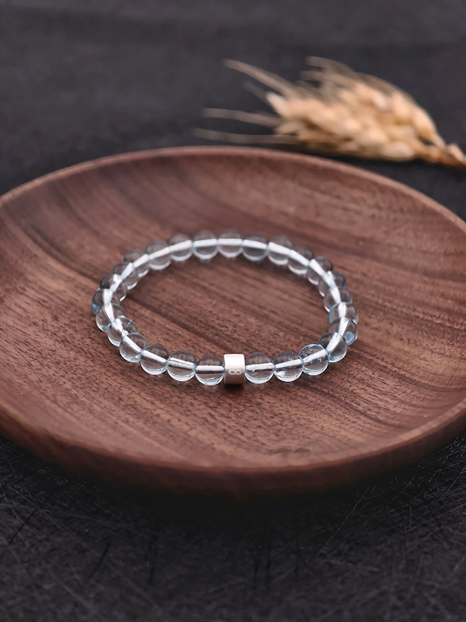 Pulsera de Topacio Azul con Tubos de Plata 925