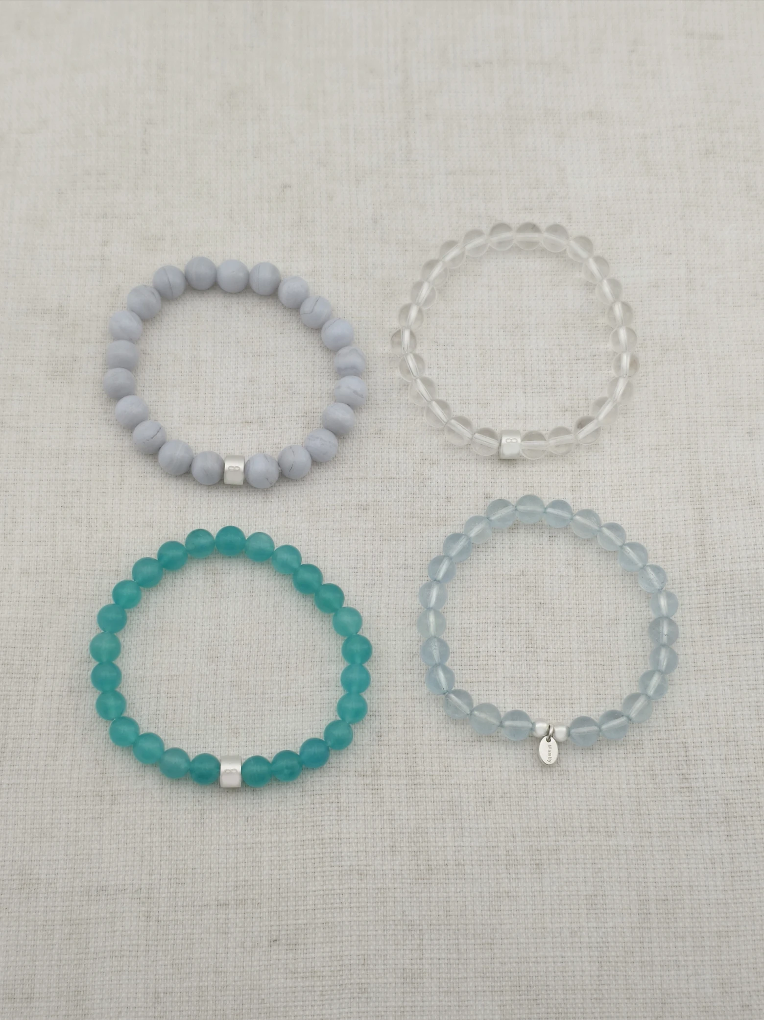 Clarity of Mind Gemstone & 925 Silver Bracelet Stack