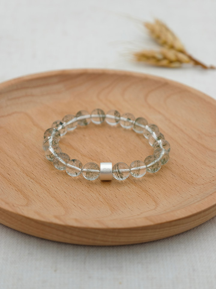Grün-Phantomquarz-Armband mit 925er Silber Röhrchen