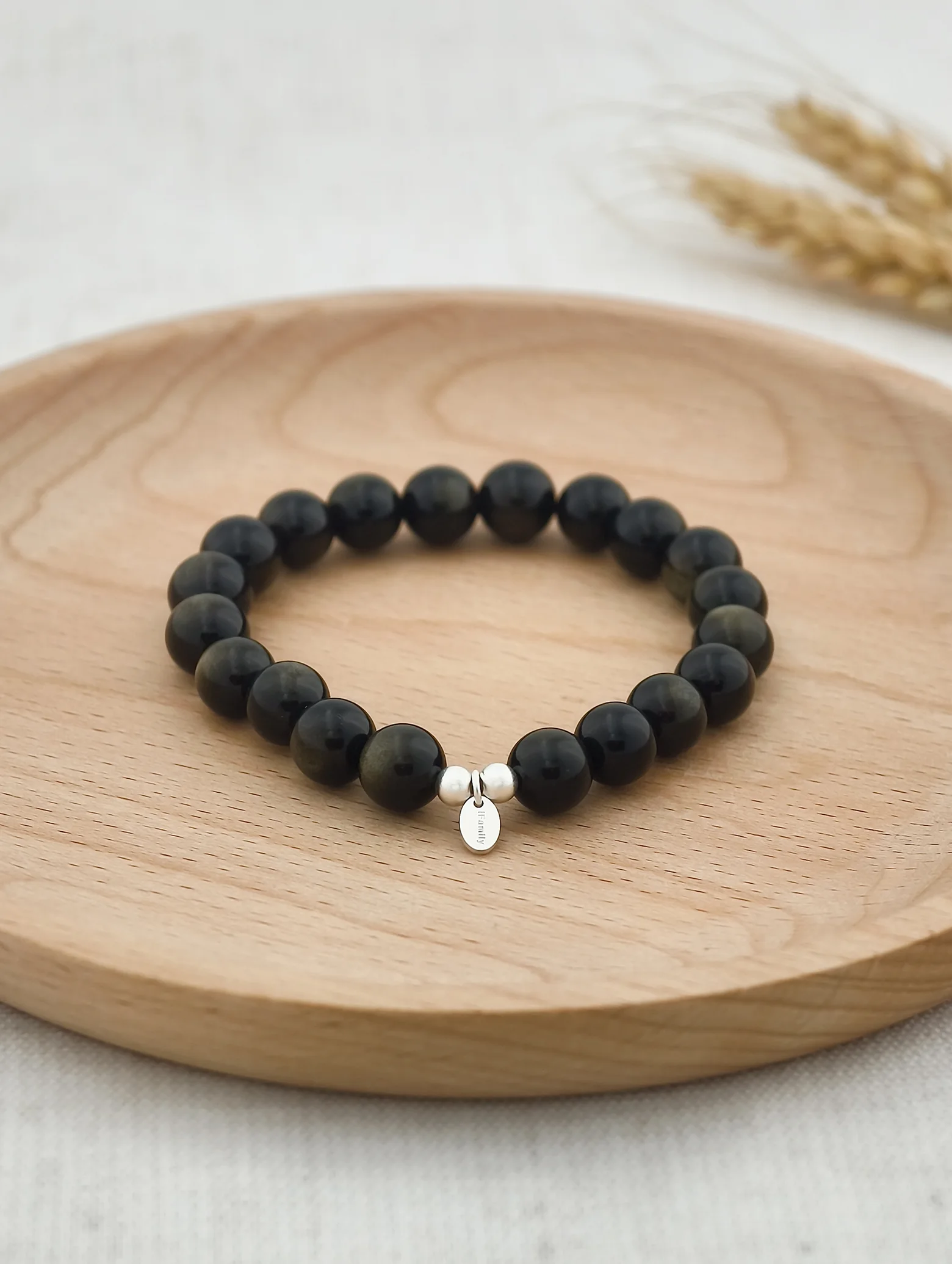 Goldschimmer-Obsidian 925er Sterlingsilber Armband
