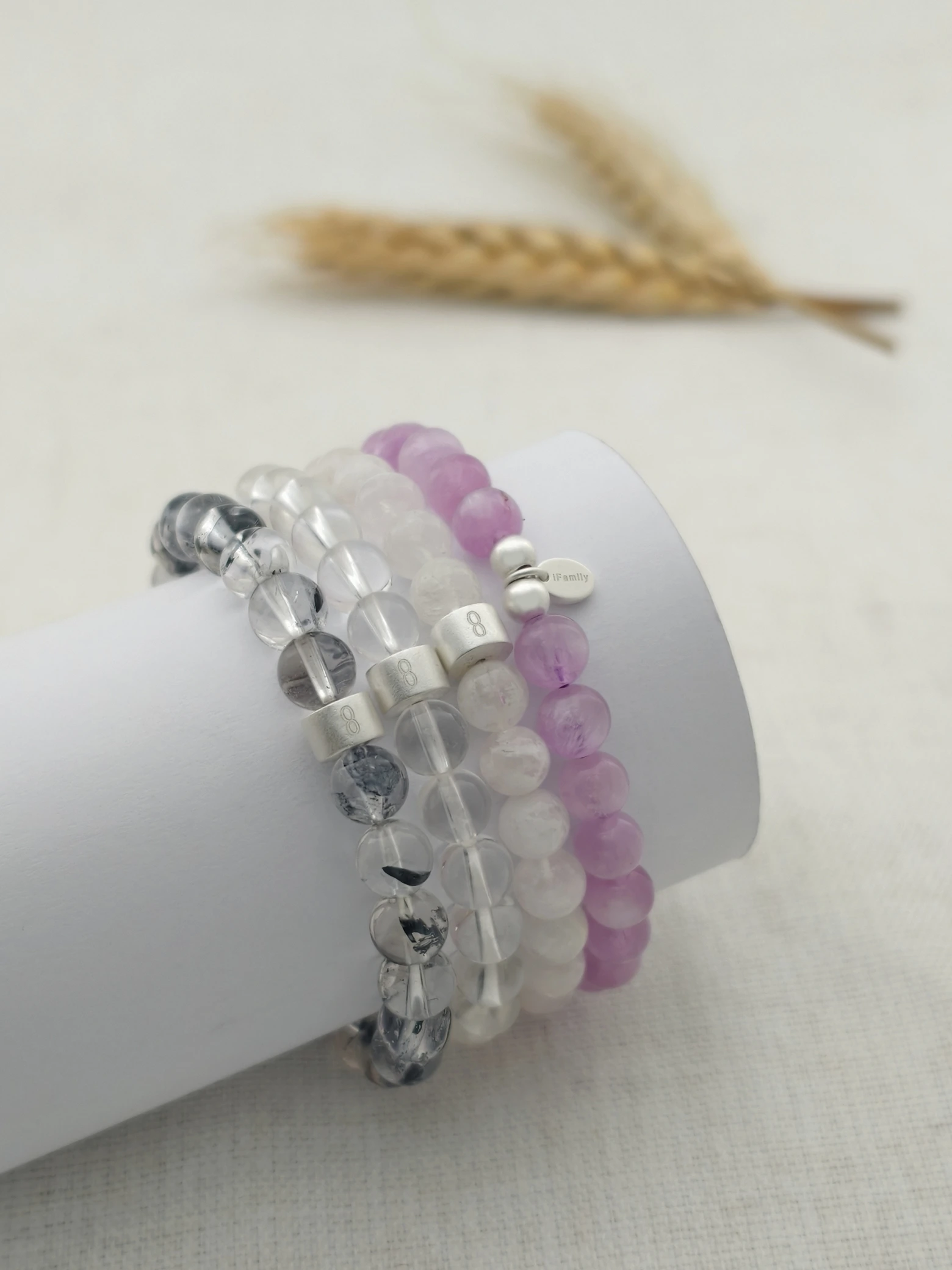 Conscious Awakening Gemstone & 925 Silver Bracelet Stack