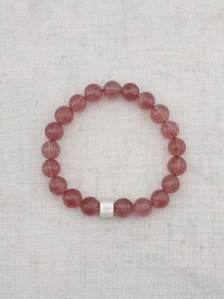 Erdbeerquarz-Armband mit 925er Silber Röhrchen