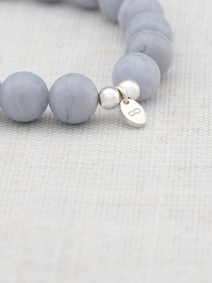 Bracelet en Agate Dentelle Bleue et Argent Sterling 925