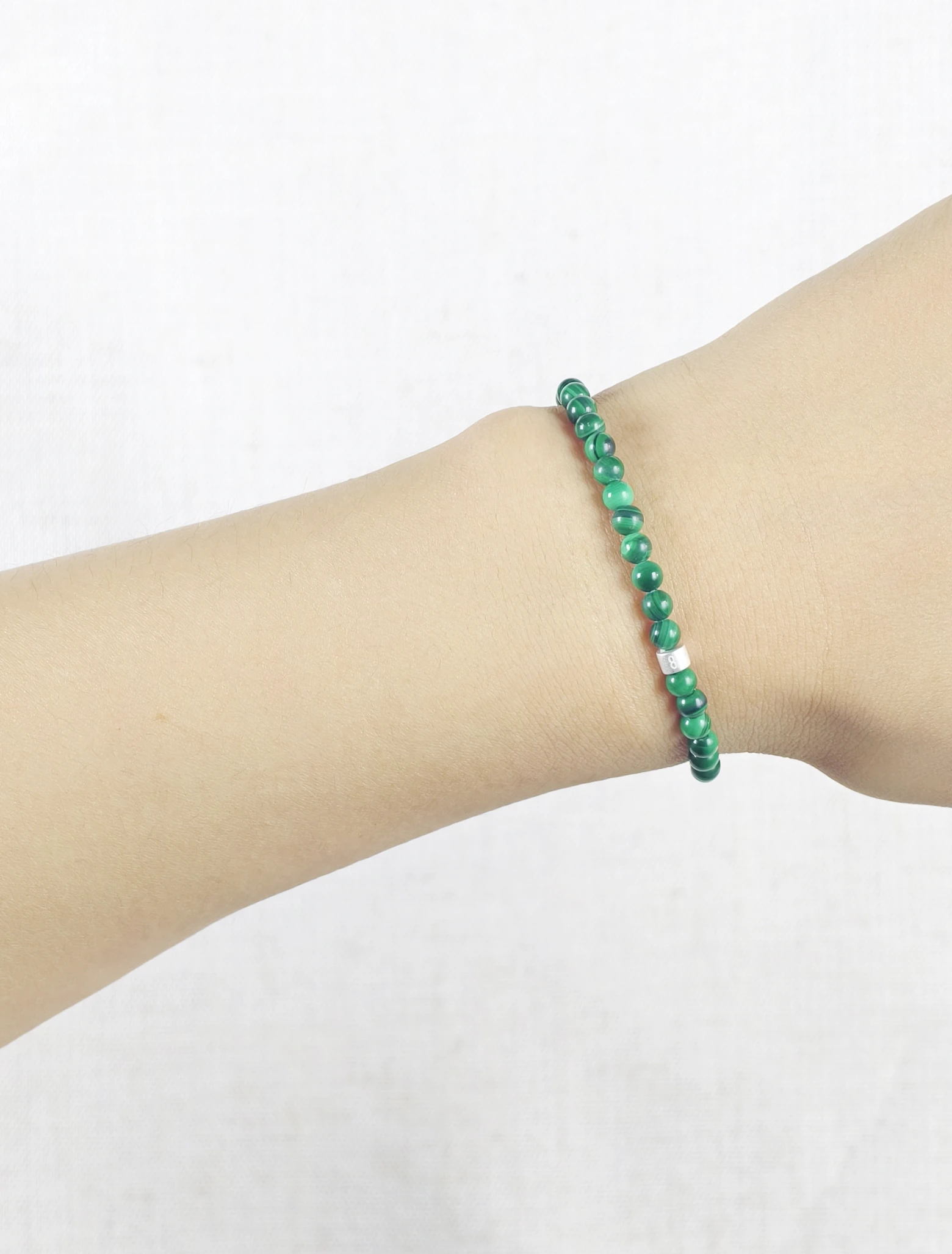 Malachit-Armband mit 925er Silber Röhrchen