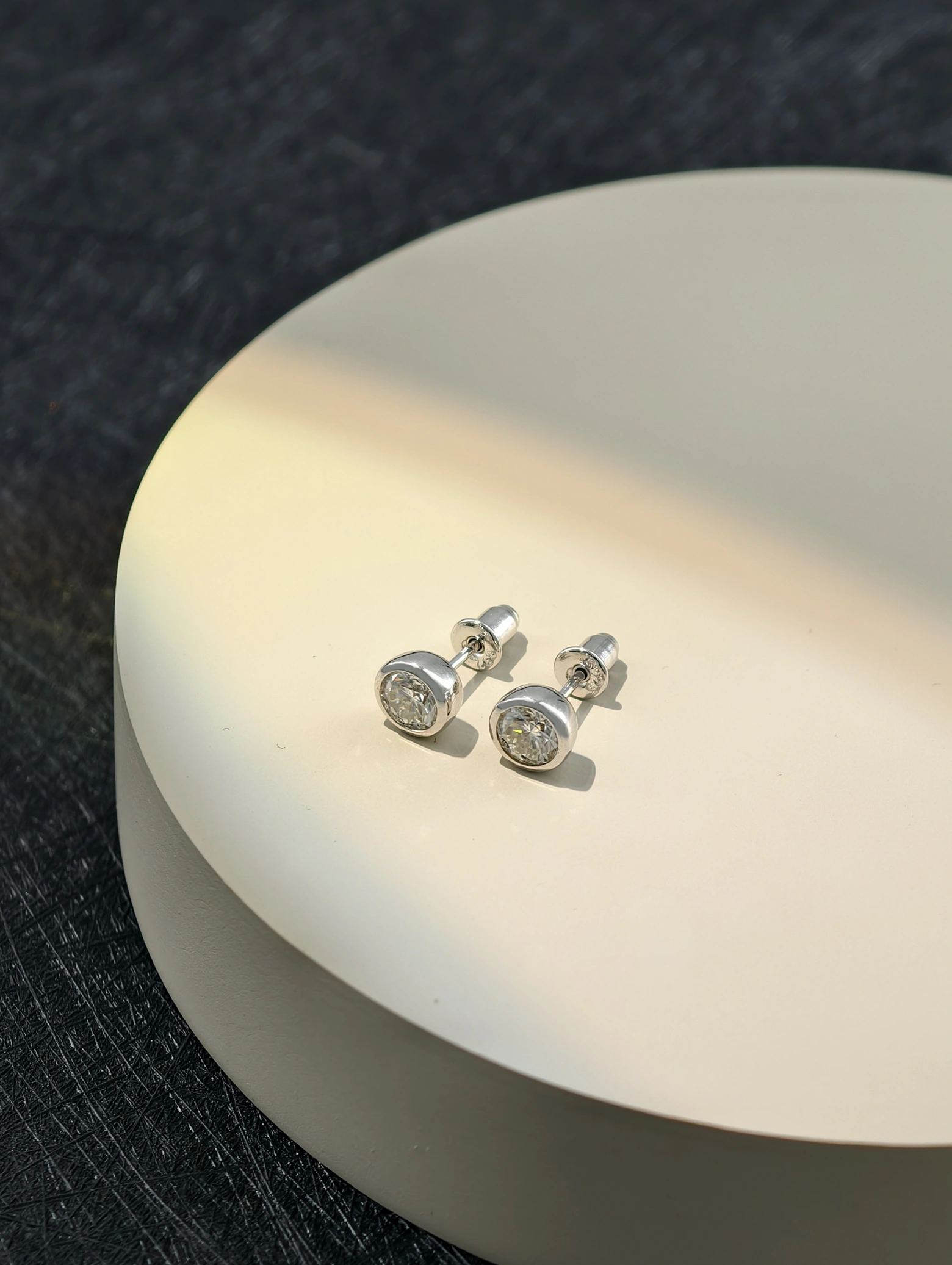 Moissanite Bezel Set Solitaire S925 Stud Earrings