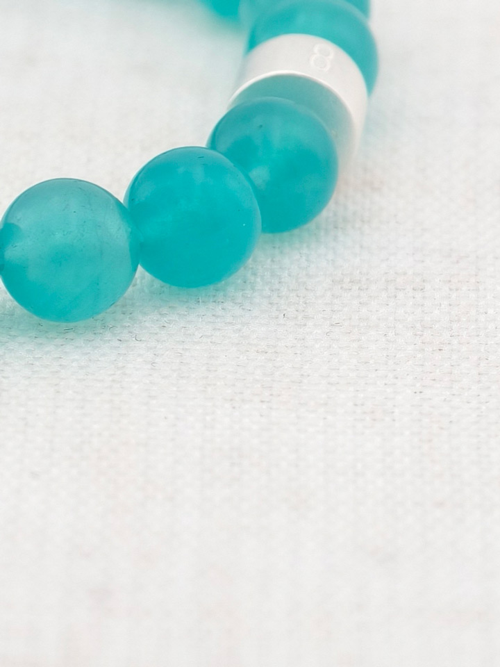 Bracelet Amazonite avec Tubes en Argent 925