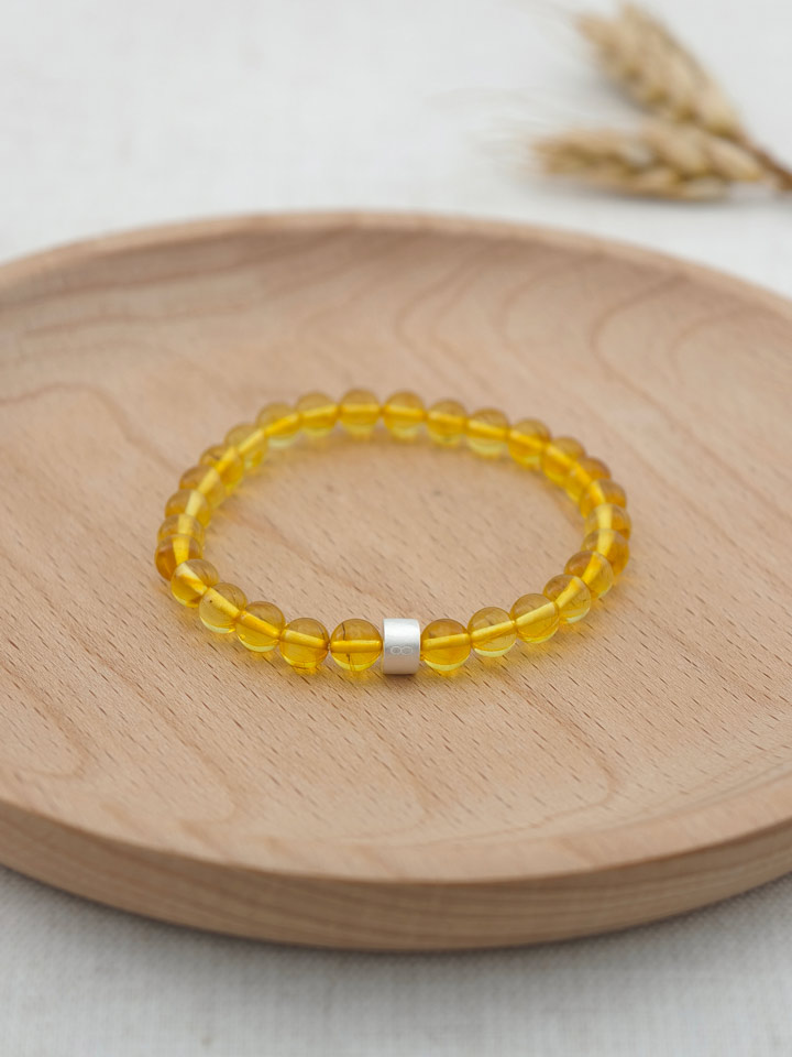 Golden Amber Energy Bracelet with 925 Silver Tubes
