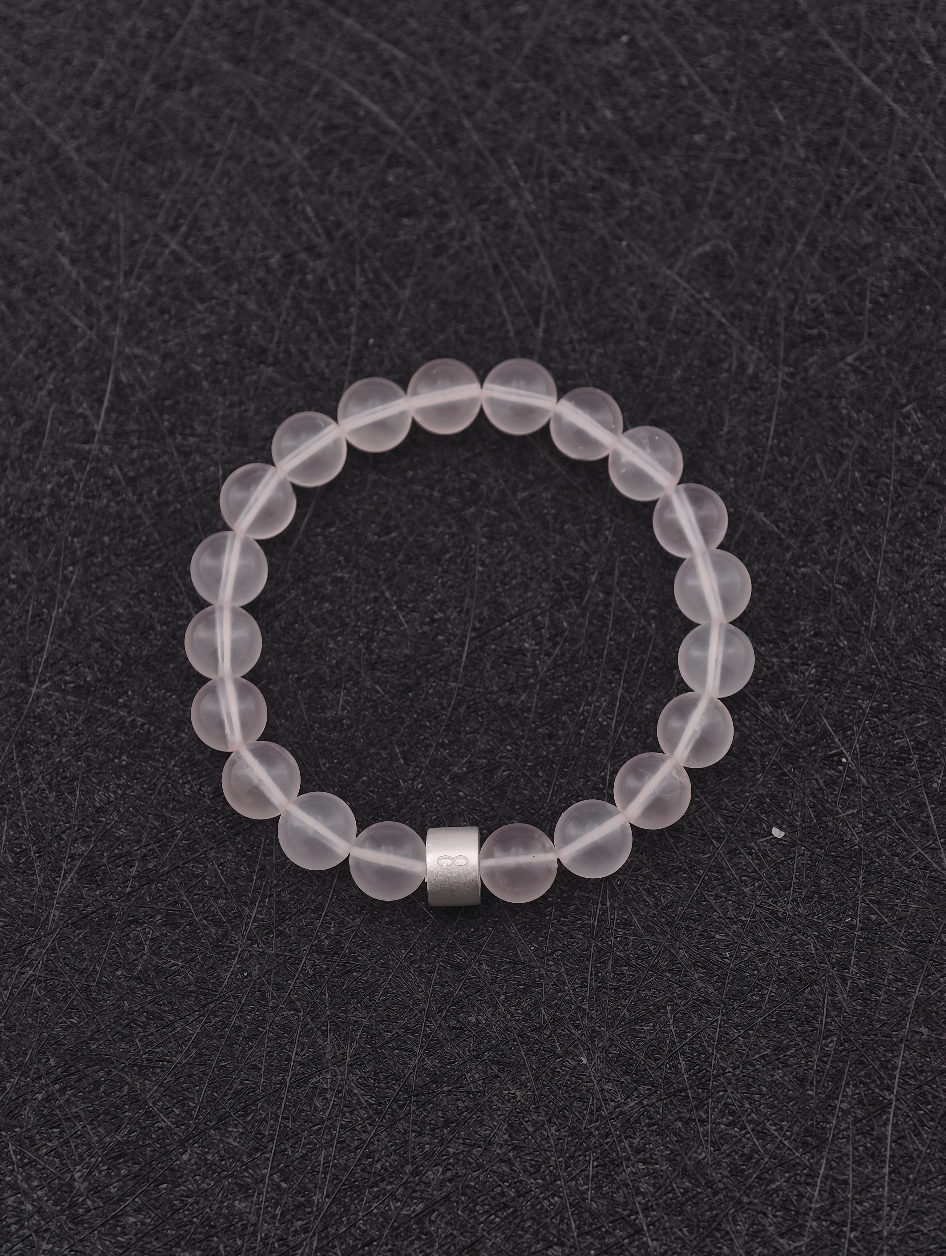 Rose Quartz Energy Bracelet with 925 Silver Tubes