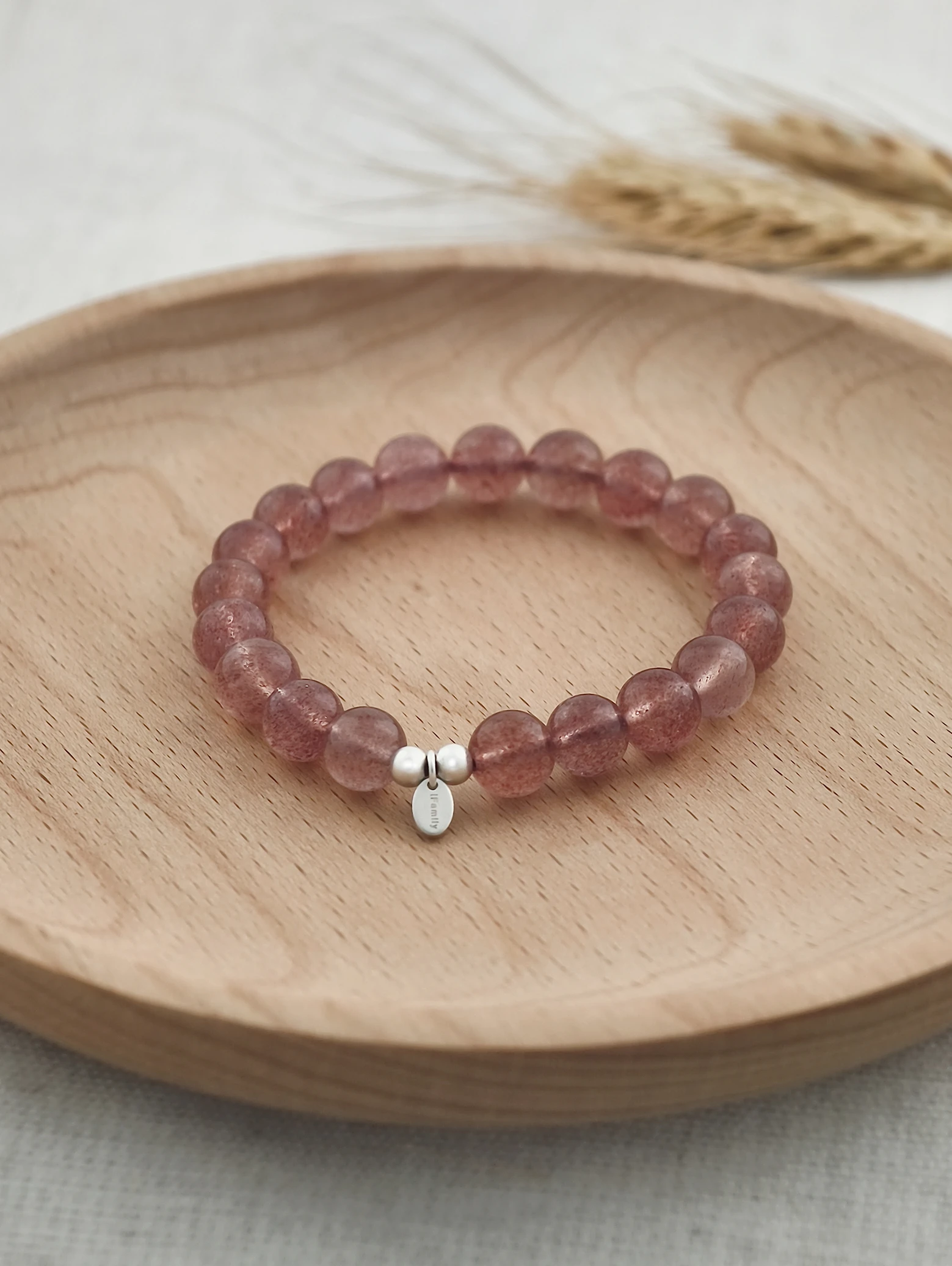 Pulsera de Cuarzo Fresa y Plata de Ley 925