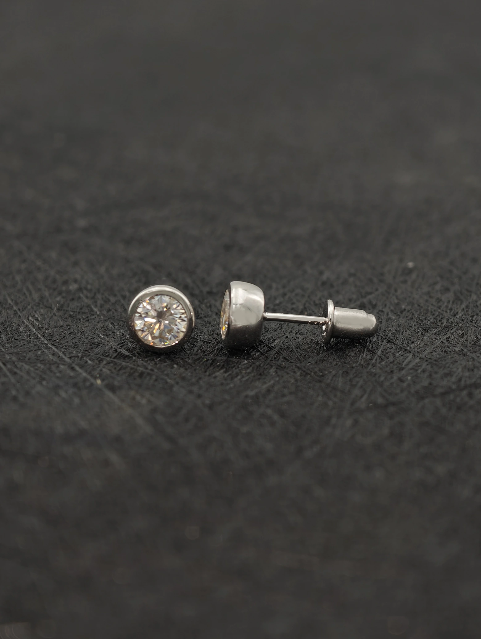 Moissanite Bezel Set Solitaire S925 Stud Earrings