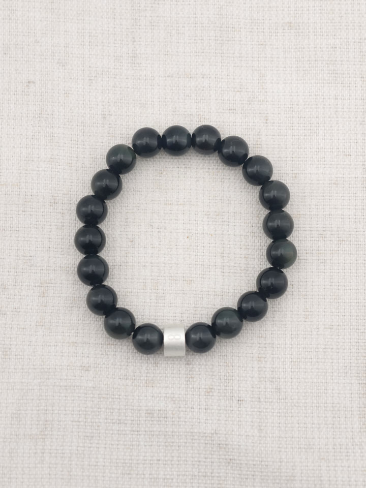 Regenbogenobsidian-Armband mit 925er Silber Röhrchen