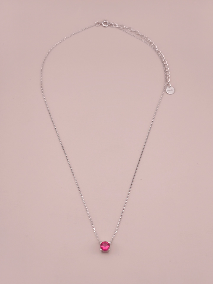 Collar Colgante Solitario Topacio Rosa Natural 4 Garras Plata 925