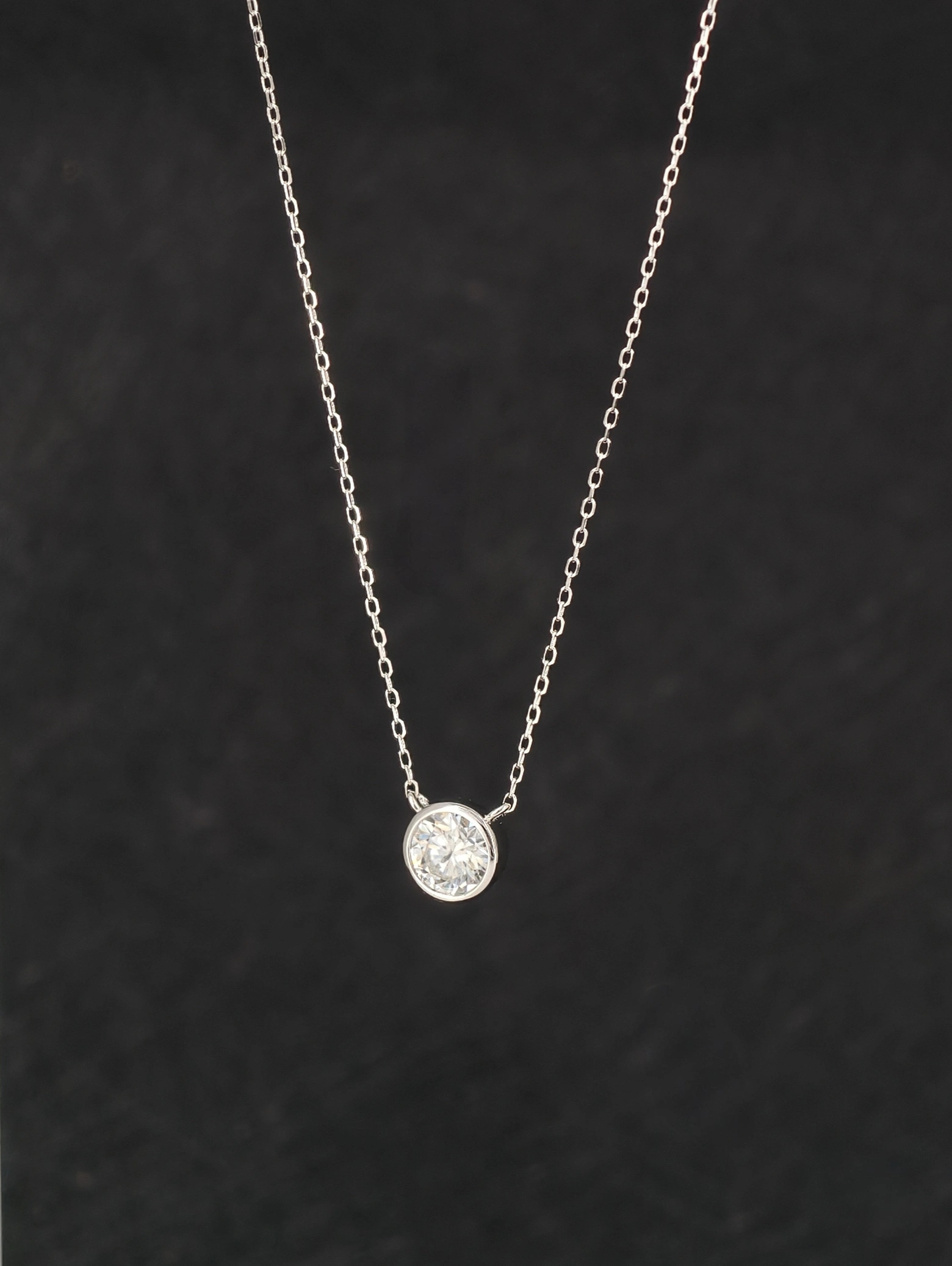 Collar Colgante Solitario Moissanita Engaste Bisel Plata 925