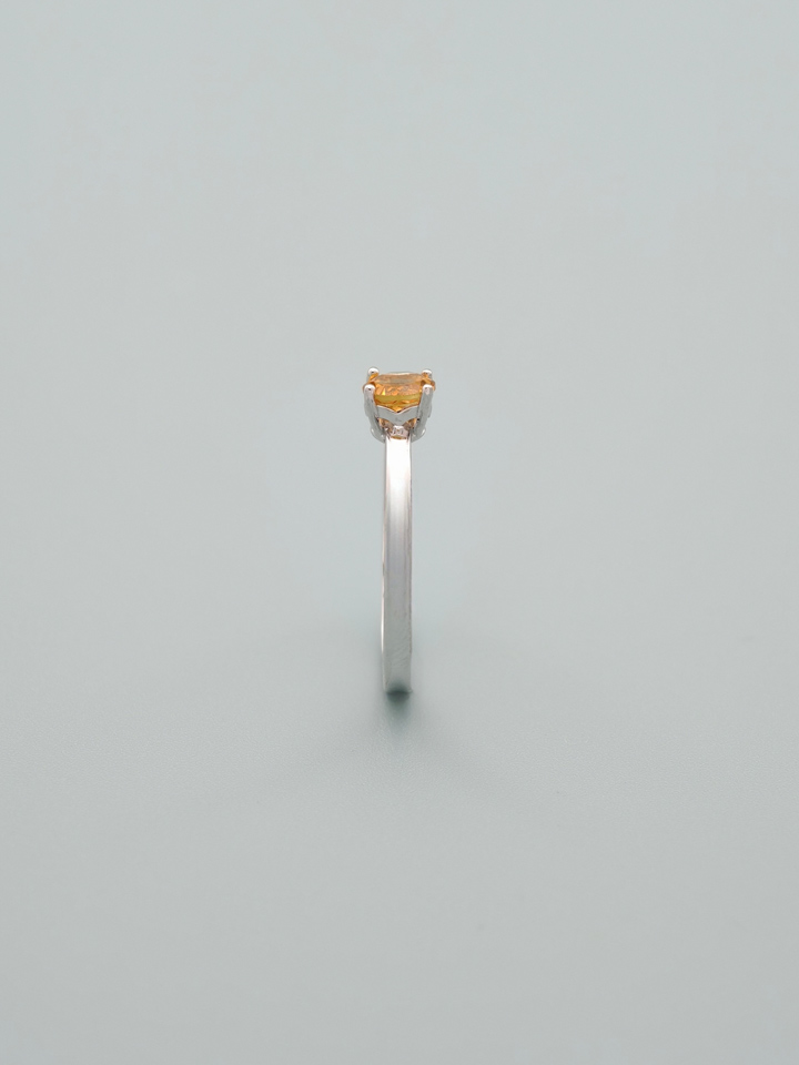 Natural Citrine 5mm Round Solitaire 4-Prong Ring S925