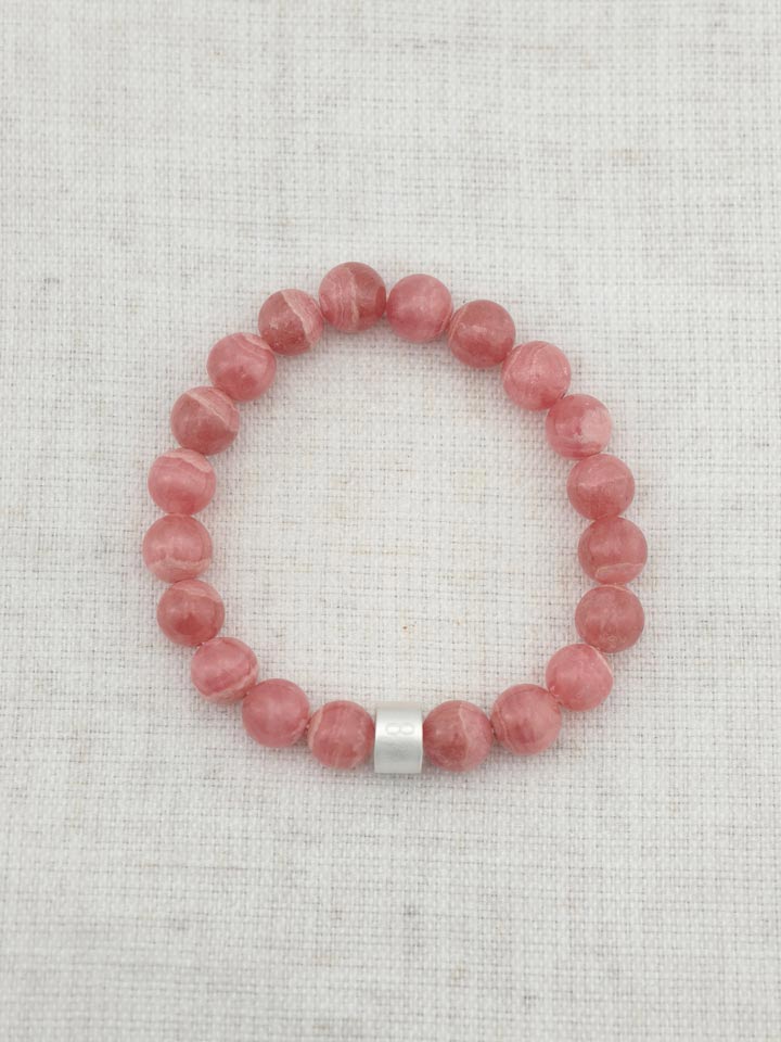 Gebänderter Rhodochrosit-Armband mit 925er Silber Röhrchen