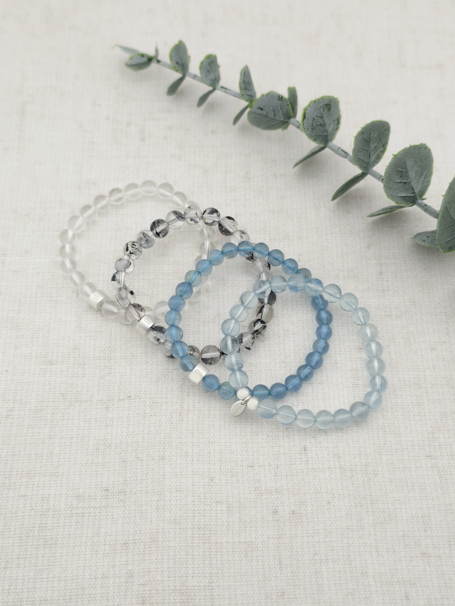 Azurne Spiegelung Edelstein Armband-Set mit 925 Silber