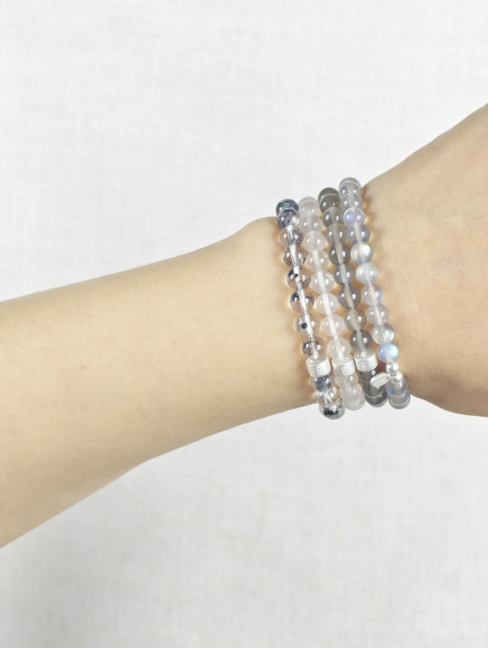 Mondlicht-Göttin Edelstein Armband-Set mit 925 Silber
