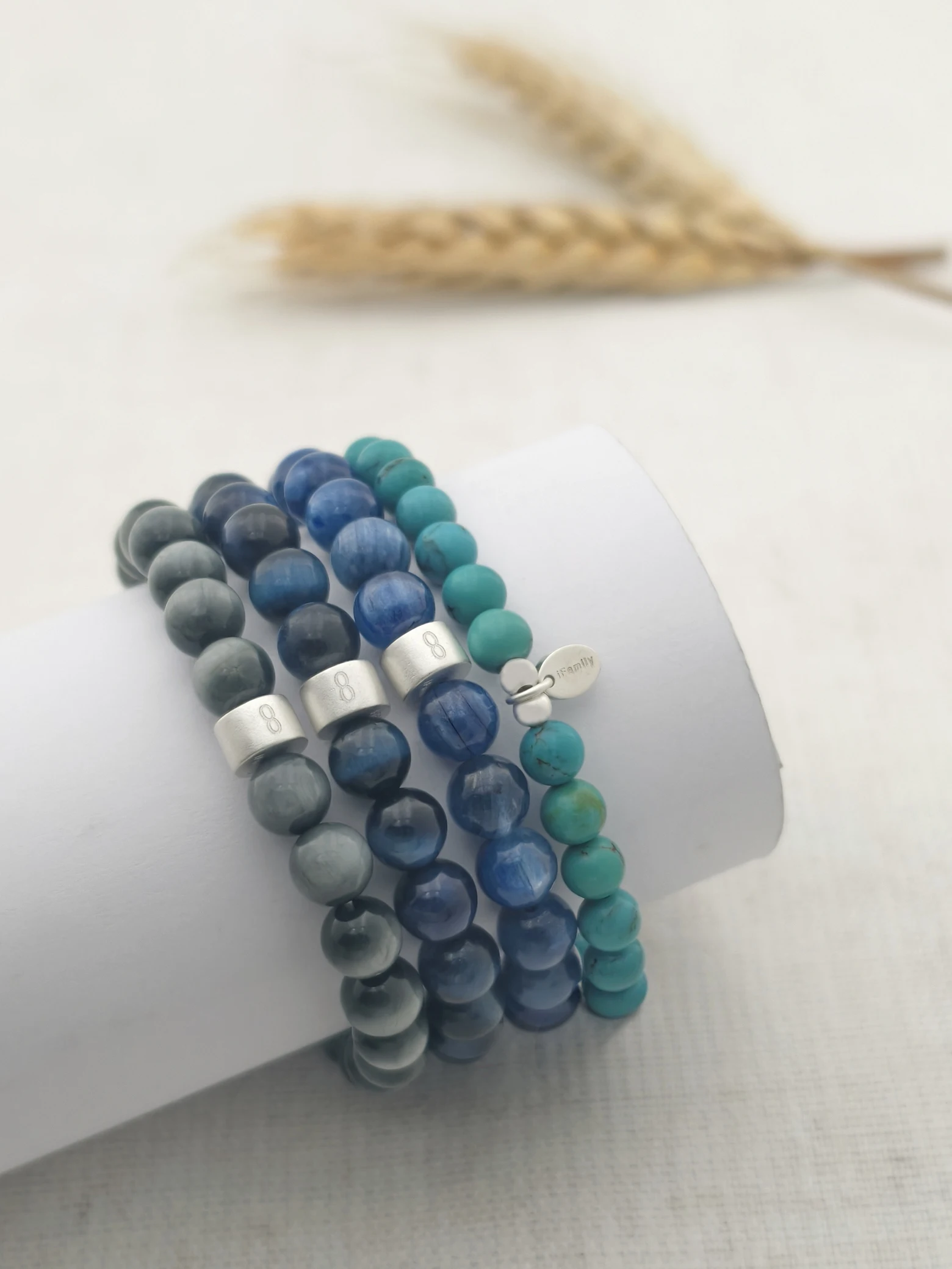 Auge der Einsicht Edelstein Armband-Set mit 925 Silber