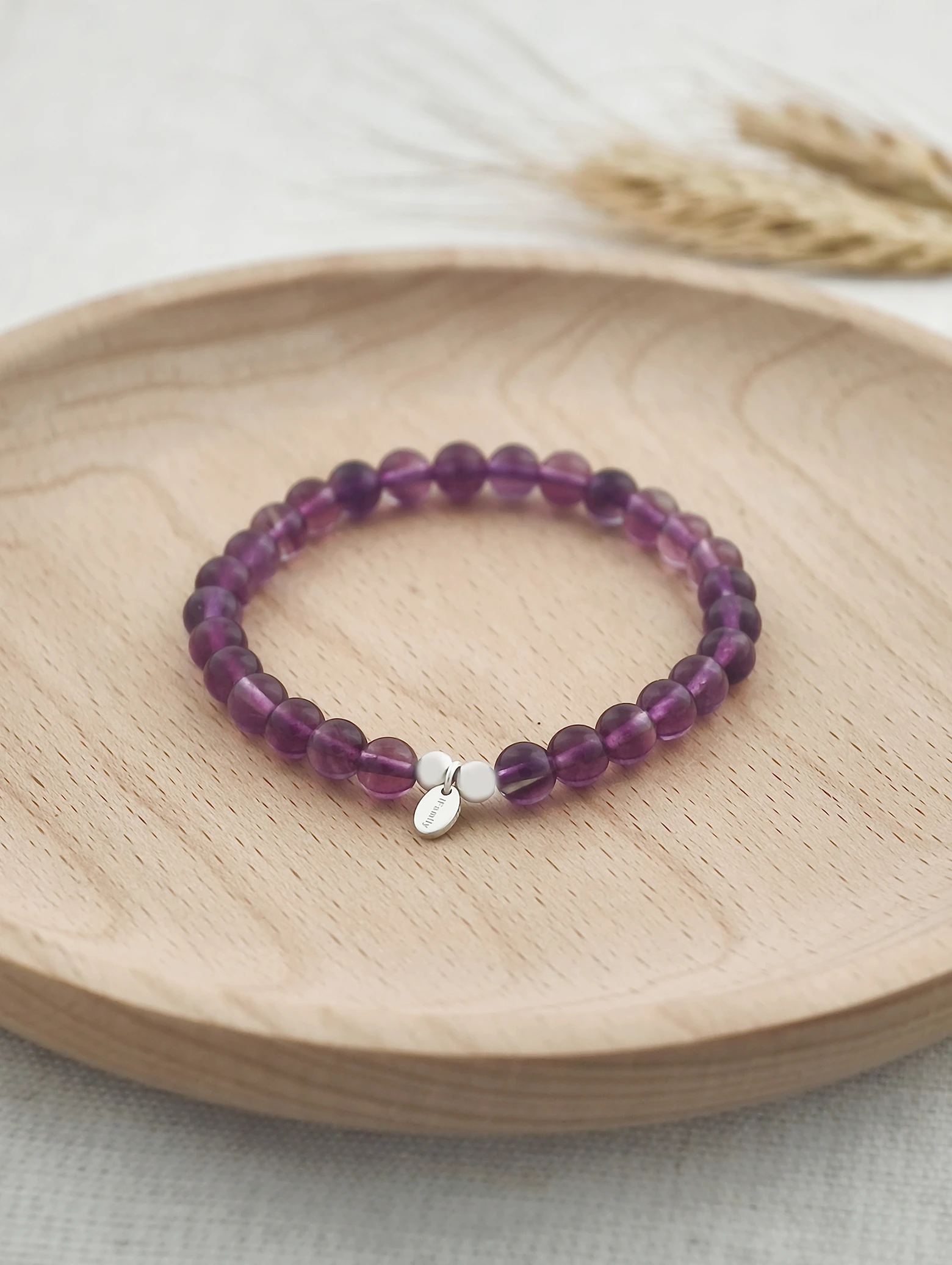 Violett-Fluorit 925er Sterlingsilber Armband