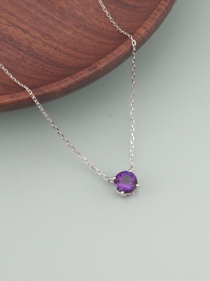 Collar Colgante Solitario Amatista Natural 4 Garras Plata 925