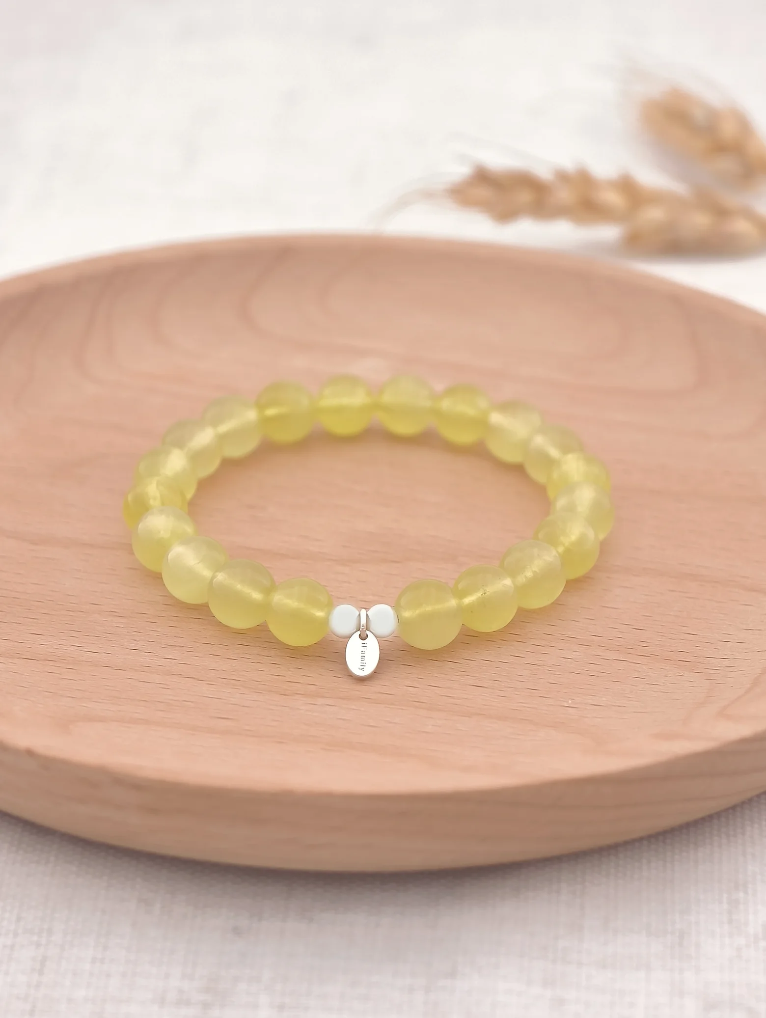 Pulsera de Prehnita Dorada y Plata de Ley 925